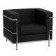Pristine Collection Contemporary Black Leather Chair with Encasing Frame