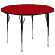 60'' Round Activity Table with Red Thermal Fused Laminate Top and Standard Height Adjustable Legs