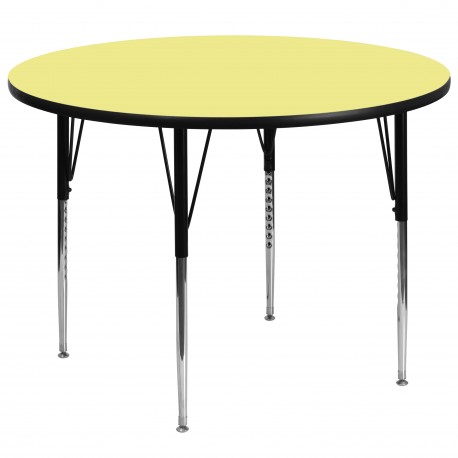 60'' Round Activity Table with Yellow Thermal Fused Laminate Top and Standard Height Adjustable Legs