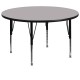 60'' Round Activity Table with Grey Thermal Fused Laminate Top and Height Adjustable Pre-School Legs
