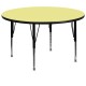 60'' Round Activity Table with Yellow Thermal Fused Laminate Top and Height Adjustable Pre-School Legs