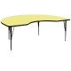 48''W x 96''L Kidney Shaped Activity Table with Yellow Thermal Fused Laminate Top and Height Adjustable Pre-School Legs