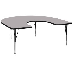 60''W x 66''L Horseshoe Activity Table with Grey Thermal Fused Laminate Top and Height Adjustable Pre-School Legs