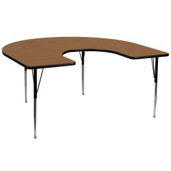 60''W x 66''L Horseshoe Activity Table with Oak Thermal Fused Laminate Top and Standard Height Adjustable Legs
