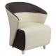 Beige Leather Reception Chair with Dark Brown Detailing