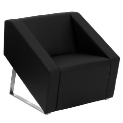 Wonder Collection Black Leather Reception Chair