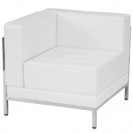 Immaculate Collection Contemporary White Leather Left Corner Chair with Encasing Frame