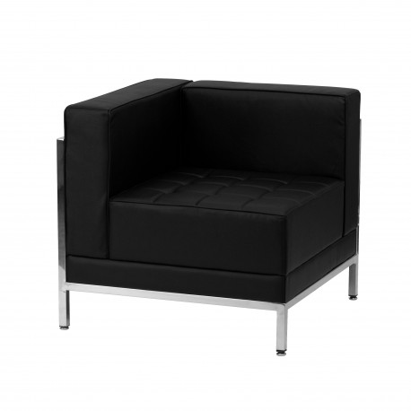 Immaculate Collection Contemporary Black Leather Left Corner Chair with Encasing Frame