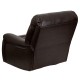Plush Brown Leather Lever Rocker Recliner
