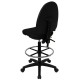 Mid-Back Black Fabric Multi-Functional Drafting Stool with Adjustable Lumbar Support