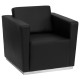 Debonair Collection Contemporary Black Leather Chair with Stainless Steel Base