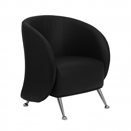 Flight Collection Black Leather Reception Chair