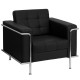Sophia Collection Contemporary Black Leather Chair with Encasing Frame