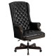 High Back Traditional Tufted Black Leather Executive Office Chair