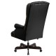 High Back Traditional Tufted Black Leather Executive Office Chair