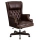 High Back Traditional Tufted Brown Leather Executive Office Chair