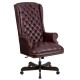 High Back Traditional Tufted Burgundy Leather Executive Office Chair