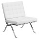Friendly Collection White Leather Lounge Chair with Curved Legs