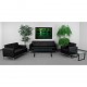 Chimera Collection Contemporary Black Leather Love Seat with Stainless Steel Frame