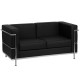 Pristine Collection Contemporary Black Leather Love Seat with Encasing Frame