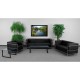 Pristine Collection Contemporary Black Leather Love Seat with Encasing Frame