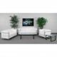 Pristine Collection Contemporary White Leather Love Seat with Encasing Frame