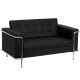 Sophia Collection Contemporary Black Leather Love Seat with Encasing Frame