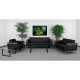 Sophia Collection Contemporary Black Leather Love Seat with Encasing Frame