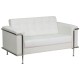Sophia Collection Contemporary White Leather Love Seat with Encasing Frame