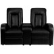 Tranquil Collection 2-Seat Reclining Black Leather Theater Seating Unit with Cup Holders