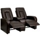 Tranquil Collection 2-Seat Reclining Brown Leather Theater Seating Unit with Cup Holders