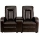 Tranquil Collection 2-Seat Reclining Brown Leather Theater Seating Unit with Cup Holders