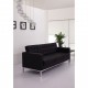 Chimera Collection Contemporary Black Leather Sofa with Stainless Steel Frame
