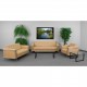 Sophia Collection Contemporary Light Brown Leather Sofa with Encasing Frame