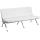Friendly Collection White Leather Sofa with Curved Legs