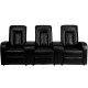 Tranquil Collection 3-Seat Reclining Black Leather Theater Seating Unit with Cup Holders