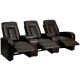 Tranquil Collection 3-Seat Reclining Brown Leather Theater Seating Unit with Cup Holders