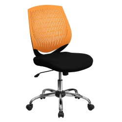 Mid-Back Orange Designer Back Task Chair with Chrome Base