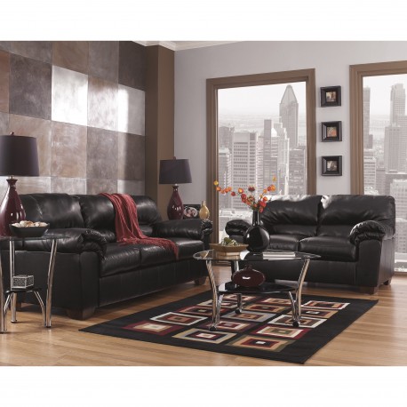 Lisa Living Room Set in Black Leather