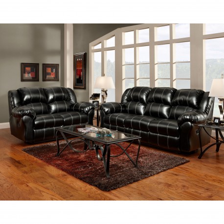 Reclining Living Room Set in Taos Black Leather