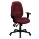High Back Burgundy Fabric Multi-Functional Ergonomic Task Chair with Arms
