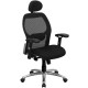 High Back Super Mesh Office Chair with Black Fabric Seat and Knee Tilt Control