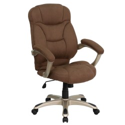 High Back Brown Microfiber Upholstered Contemporary Office Chair
