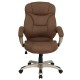 High Back Brown Microfiber Upholstered Contemporary Office Chair