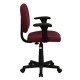 Mid-Back Ergonomic Burgundy Fabric Task Chair with Adjustable Arms