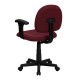 Mid-Back Ergonomic Burgundy Fabric Task Chair with Adjustable Arms