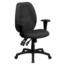 High Back Gray Fabric Multi-Functional Ergonomic Task Chair with Arms