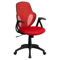 Mid-Back Executive Red Mesh Chair with Nylon Base