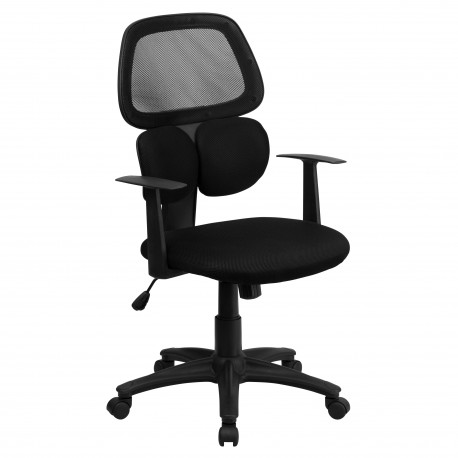 Mid-Back Black Mesh Chair with Flexible Dual Lumbar Support