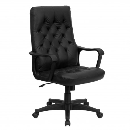 High Back Traditional Black Leather Executive Swivel Office Chair